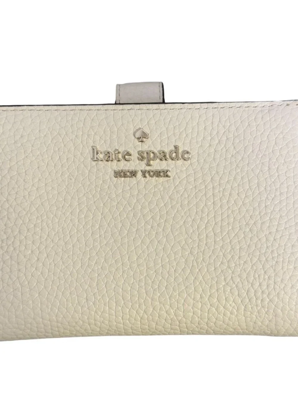 Kate Spade New York White Leather Wallet With Snap Closure